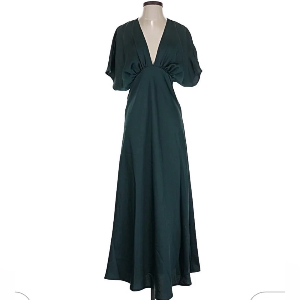 Anthropologie BHLDN Amelia Elegant Teal Dress with V-Neck